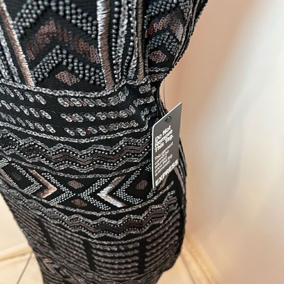 Express Beaded & Sequin Mini Dress. NWT Size S - Picture 5 of 9